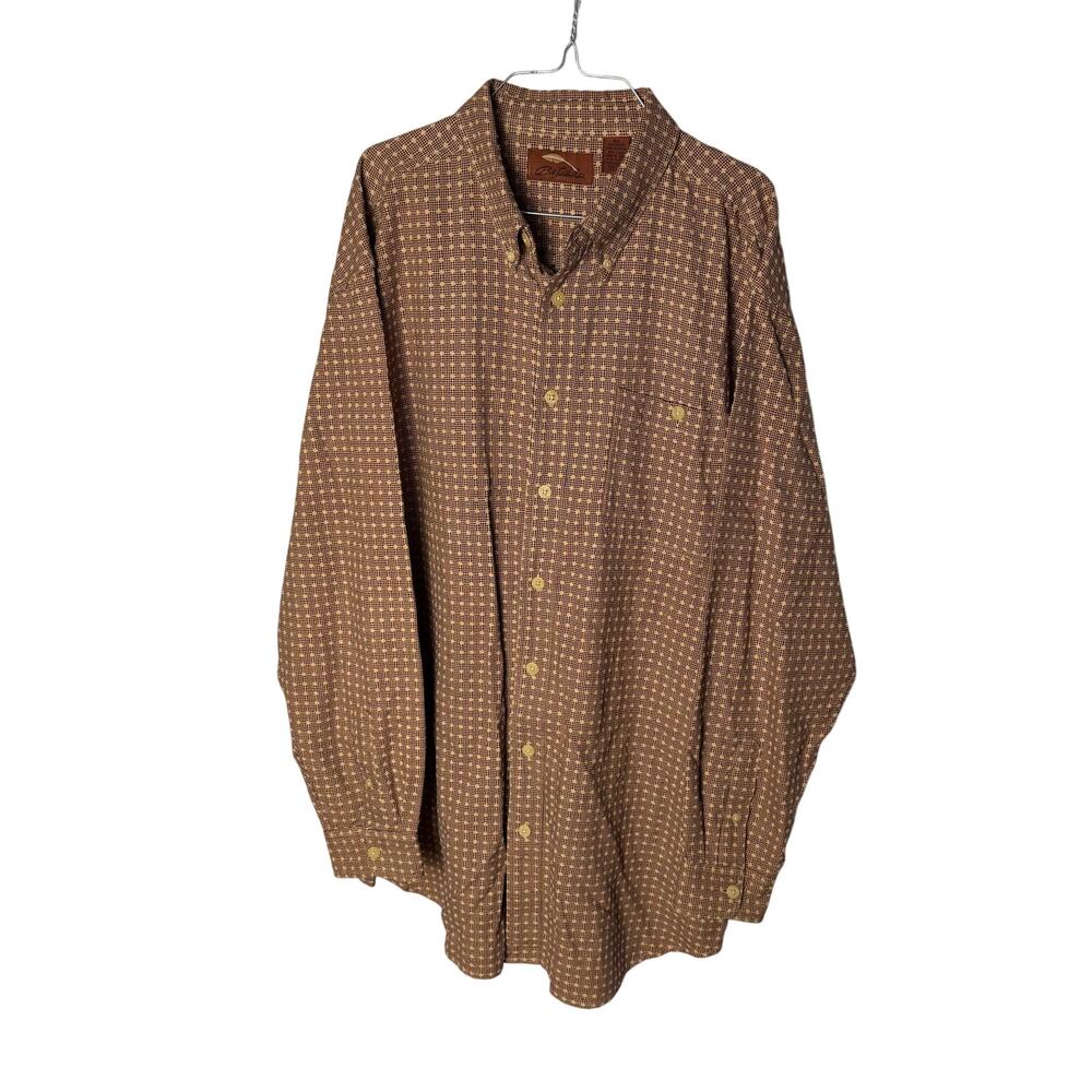 VTG‎ Bob Timberlake Shirt Mens XLT Tall Houndstooth Dobby Cotton Button Down